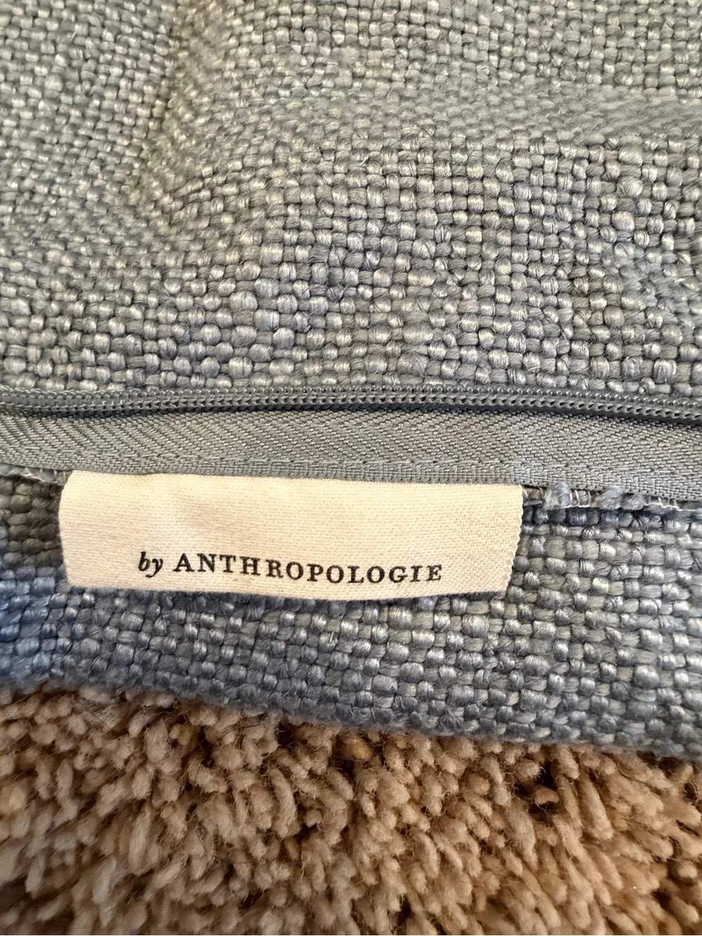 New Anthropologie euro sham linen blend zip blue pillow cover